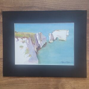 Original Watercolor of Old Harry Rocks. 7.5" x 10"